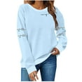 thumbnail image 2 of HOMBOM Womens Christmas Sweatshirt Winter Pullover Hoodless Crew Neck Holiday Long Sleeve Tops for Women Light Blue, 2 of 5