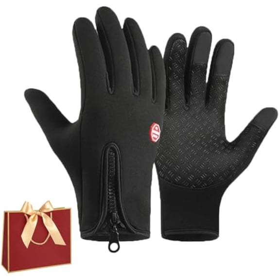 Winter Thermal Touch Gloves, Outdoor Ultimate Touchscreen Waterproof & Windproof Non-Slip Gloves for Women Men（Black,M）