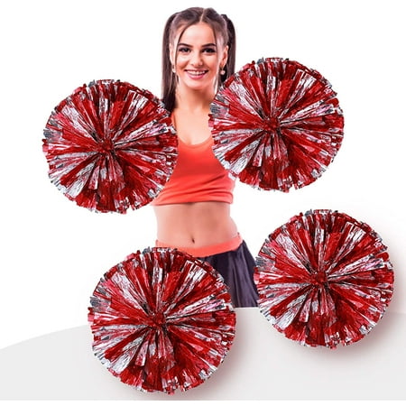 HTWW 4Pcs Metallic Foil Cheerleading Pom Poms, Premium Cheerleader ...