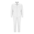 thumbnail image 4 of BXINGOHAI Men's Waffle Casual Solid Color Sports Long Sleeved Button Pocket Lapel Cardigan Leg Tied Pants Set Today White,S, 4 of 5