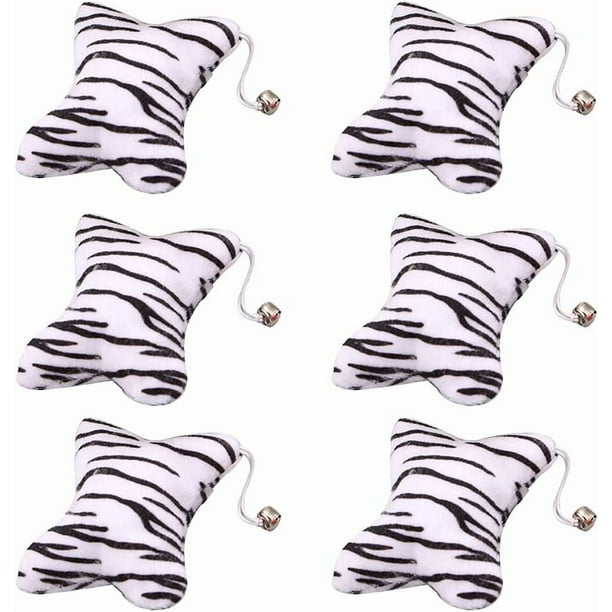 6 juguetes de peluche de hierba gatera para gatos, con hierba gatera interactiva masticable, para el cuidado y protección dental, aptos para gatos de interior (estampado de cebra).
