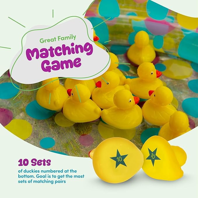 ArtCreativity 20 Rubber Duck Matching Game with 3" Pool for Kids  Ages 3+ - Duck Pond Carnival Game, Yellow