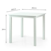 Rattan Wicker Furniture 3 Pc Dining Kitchen Set Square Table and 2 Warm Chairs Classic Style Solid Wood in White Finish