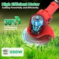 thumbnail image 6 of TNTANTS Electric Weed Wacker, Cordless String Trimmer with Wheels,  2Pcs 24V Batteries, 3 Types of Blades, Adjustable Length, Weed Eater Grass Trimmer/Edger/Brush Cutter for Lawn Yard Garden (Red), 6 of 10