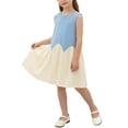 thumbnail image 4 of Ashirexll Robes d'Été pour Ados Enfants Sans Manches à Blocs de Couleur Col Rond Robe Décontractée Trapèze pour Ados Enfants, 4 of 7