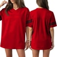 thumbnail image 3 of Football Jerseys for Unisex Classic Blank V Neck T-Shirts Men Women Sport Casual Workout Tops Plain Fitness Athletic Shirts Red XL, 3 of 8