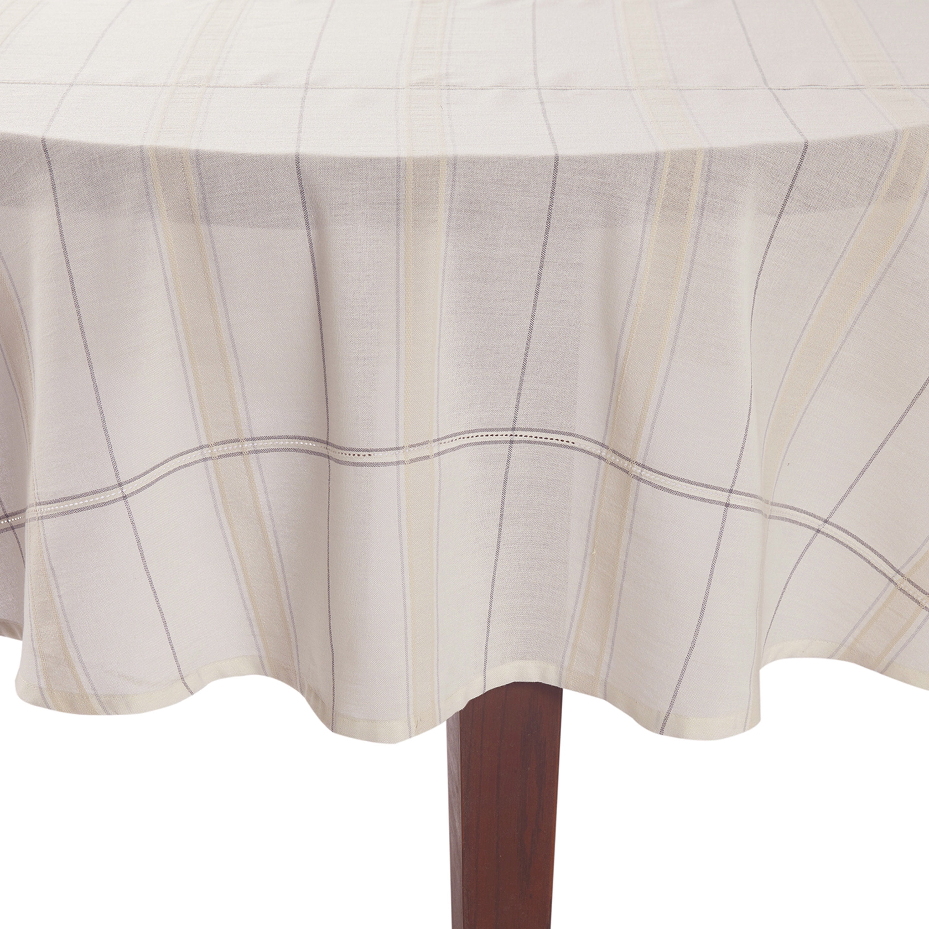 Better Homes & Gardens Silver Tuesday Plaid 70” Round Tablecloth – Cotton & Polyester Blend