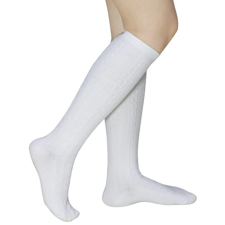 

YIFENGH Girls‘ Knee High Socks School Uniform Long Socks for both Boys&Girls 3 Pack White L