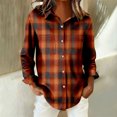 thumbnail image 5 of Xunmmm Button Down Shirts For Women Patchwork Pullover Plaid Printed Casual Long Sleeve Shirt Womens Blouses Brick Red XXXL, 5 of 8