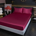 thumbnail image 1 of Toystoory Sábanas de satén de color sólido, transpirables, lavables a máquina, cómodas, fáciles de instalar, sábana plana de satén Juegos de cama Vino rojo, 1 of 6
