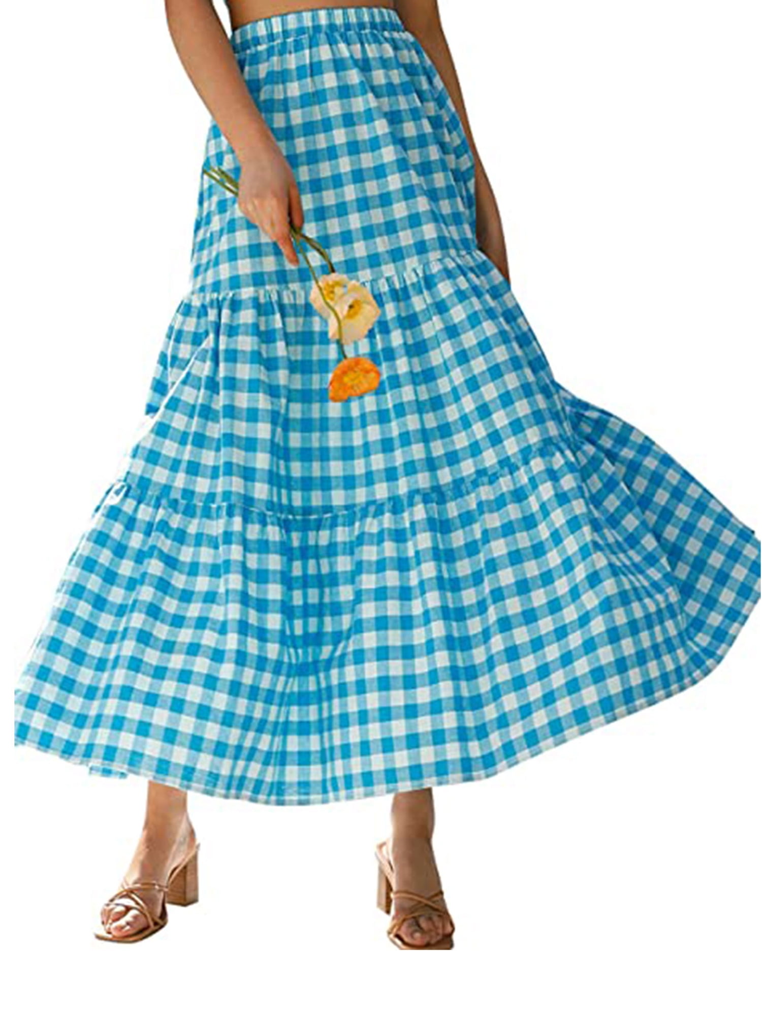 Women Tiered Skirt Ruffle Maxi Skirt High Waist Elegant Bohemian Skirt  Vintage Beach Long Hippie Skirt for Girls Black, Small - Walmart.com