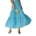 thumbnail image 1 of Lucakuins Falda de verano para mujer Boho Cintura elástica Plisada A-Line Flowy Layered Long Beach Falda con bolsillos Lucakuins  moda, 1 of 5