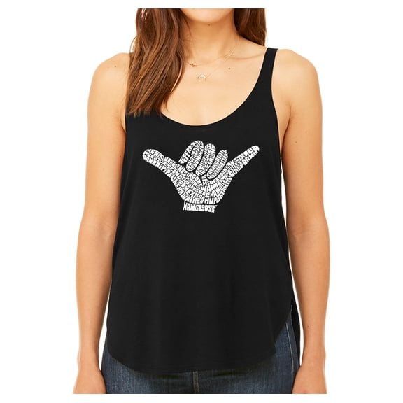 LA Pop Art Women's Premium Word Art Flowy Tank Top - TOP WORLDWIDE SURFING SPOTS