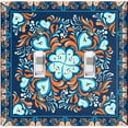 thumbnail image 1 of Metal Light Switch Plate Cover Blue Orange Flower Heart Mandala Tile Pattern TIL027, 1 of 13