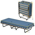 thumbnail image 2 of Gymax Folding Bed Rollaway Metal Guest Bed Sleeper Made in Italy w/ Memory Foam Mattress Navy, 2 of 10