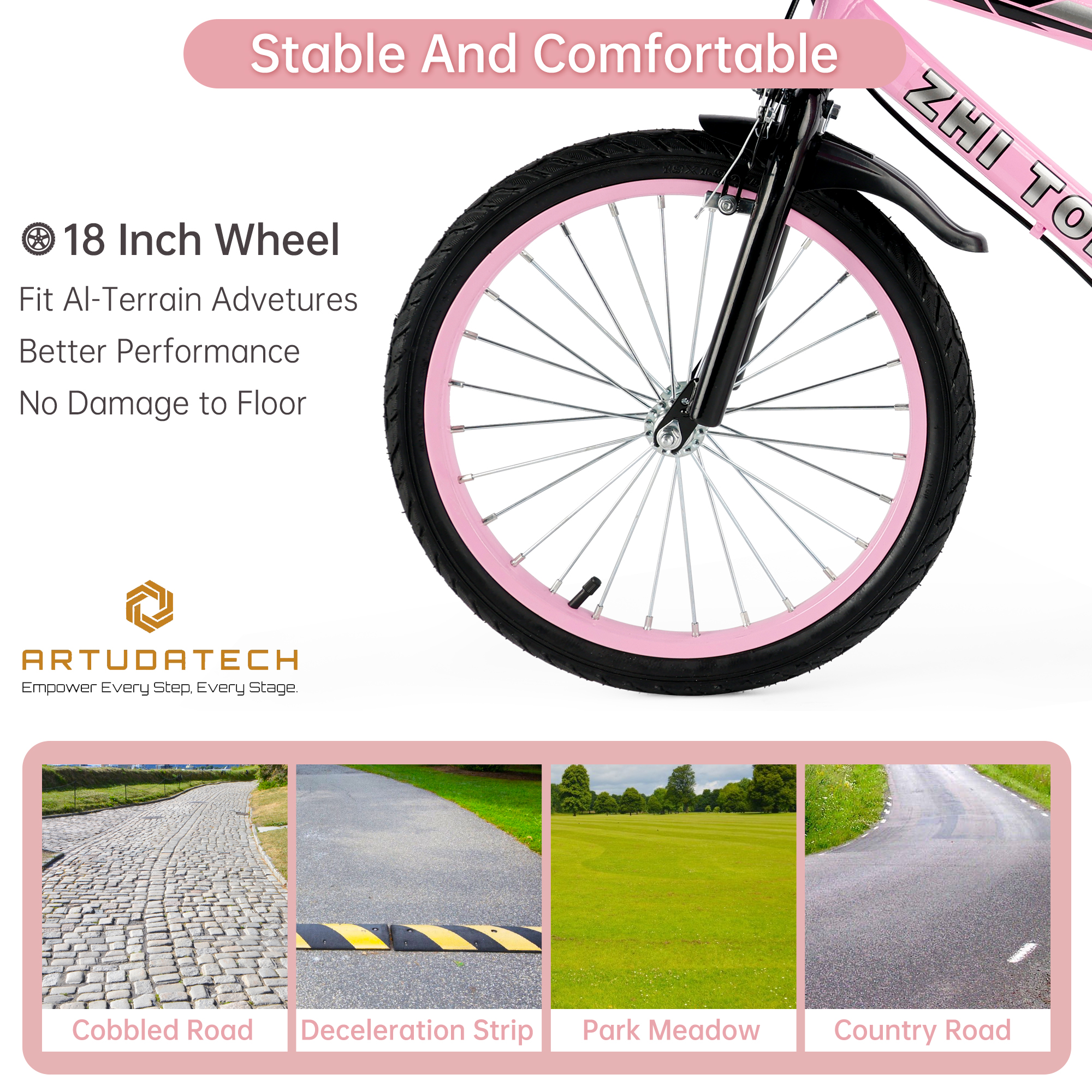 ARTUDATECH 14/16/18 Inch Kids Bike for Ages 3-10 Years Old Boys Girls, Kid's Bikes with Training Wheels, Basket, Dual Brake, Children Bicycle for Kids and Toddler Beginners, Pink/Red