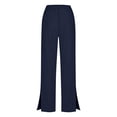 thumbnail image 5 of Womens Linen Pants Summer Drawstring Casual Side Split Lounge Pant 2026 Beach Travel Vacation with Pockets, 5 of 5