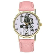 Tersalle Cartoon Crab PU Leather Strap Watch Fashion Simple Quartz Wristwatch T165-A (Pink)