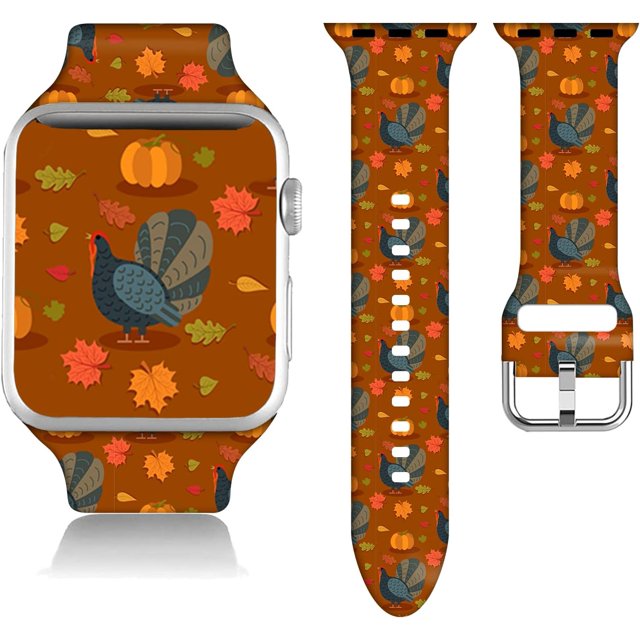 Correa de reloj de Acción de Gracias compatible con Halloween Apple Watch 38/40/41/42/44/45 mm pulseras ajustables de silicona Feliz Navidad correa de reloj inteligente para IWatch Series 8 7 6 5 4 3
