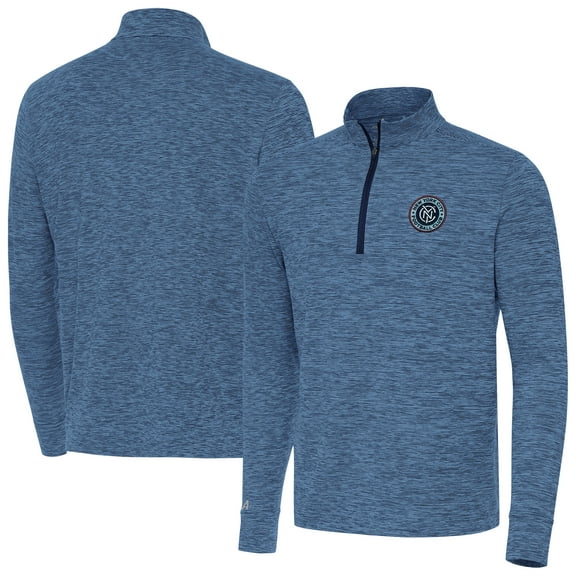 Men's Antigua Heather Navy New York City FC Cause Quarter-Zip Top