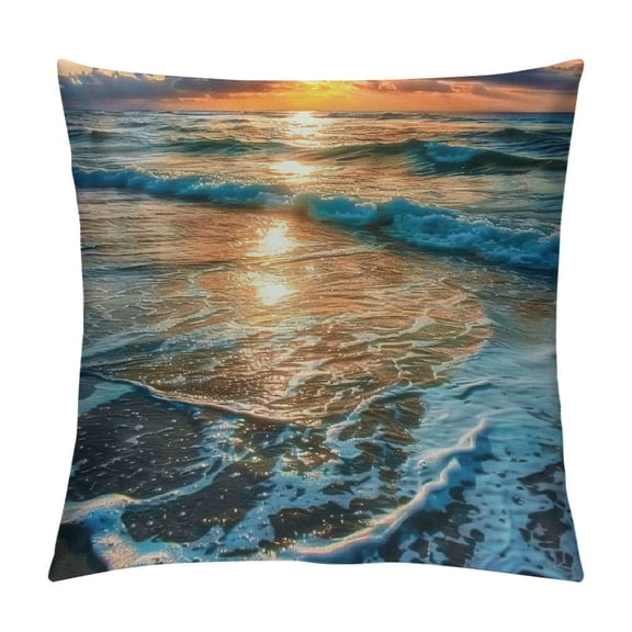 Beach Ocean Pillow Cover Inch, side Scene Beach Farmhouse Decorative Throw Pillow Cover for Sofa Couch Home Decoration