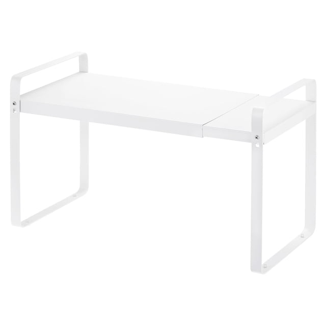Unique Bargains Expandable Cabinet Shelf Organizers, Kitchen Counter Shelves, Stackable Counter Storage Shelf for Bathroom Pantry, White