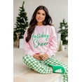 thumbnail image 5 of Women's Pink Holiday Cheer Letter Graphic Christmas Slogan Sweatshirt | [ZhiHiMeRi] | (US 20-22)2XL, 5 of 8