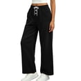 thumbnail image 2 of Nfurl Straight Leg Sweatpants for Women Pockets Elastic Waist Drawstring Workout Casual Pants High Waisted Lounge Pants Trousers Women's Sweatpant Black,XL, 2 of 9