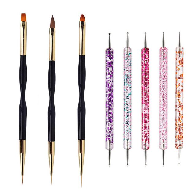 Pincel para decoración de uñas, punta de diseño, pintura, dibujo, pluma de punteado, delineador plano, Gel acrílico, esmalte UV, herramientas de manicura, 5/20 piezas