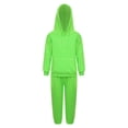 thumbnail image 6 of JanJean Kids 2 Piece Sport Sweatsuit Athletic Tracksuit Boys Girls Drawstring Hoodie Pullover with Fluorescent Green 100, 6 of 9