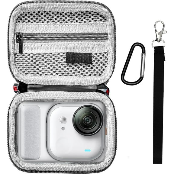 Mini Carrying Case for Insta360 GO Ultra Hard Shell PU Cover Protection Storage Bag Travel Portable Cases with Carabiner&Wrist Strap Action Camera Accessories