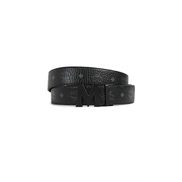 MCM - mcm men's matte m buckle reversible belt, all black, one size ...
