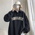 thumbnail image 5 of Sudadera estilo pijo con estampado de letras de buena suerte para hombre, estilo informal, con cuello vuelto, estilo urbano Y2K, 5 of 5