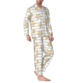 thumbnail image 2 of Picia Gold Snowflake Pattern Men’s Long-Sleeve Sleepwear Set - Soft 2-Piece Loungewear with Pockets, Comfy PJs for Relaxing Nights-Medium, 2 of 7