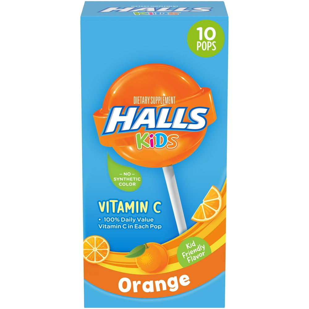 HALLS KIDS Orange Vitamin C Dietary Supplement Pops, 10 Pops Walmart
