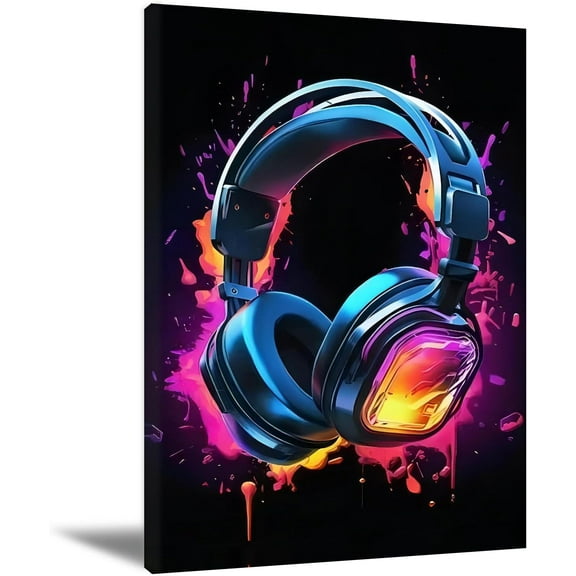 Cool Gaming Wall Art Retro Video Game Posters Colorful Headphone Picture Gaming Controller Wall Art Watercolor Gaming Wall Art for Boys Room Kids Game Room Bedroom Decor 12X16Inch Unframed