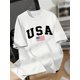 thumbnail image 1 of Vibrant USA Print Relaxed T-Shirt - Soft Short Sleeve Crew Neck Casual Top for Spring & Summer, Women's Comfortable Clothing for Everyday Wear, Perfect for Outdoor Activities, Travel, and Leisure, 1 of 5