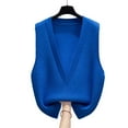 thumbnail image 5 of Ediodpoh Women's Knit Sweater Vest V Neck Lightweight Cardigan Casual Layering Sweater Vest for Spring Fall Winter Pullover Top Blue XL, 5 of 5