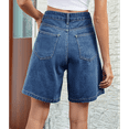thumbnail image 6 of Womens Jean Shorts High Waisted Stretchy Bermuda Shorts Trendy Casual Denim Shorts Loose Fit Dark Blue S, 6 of 9