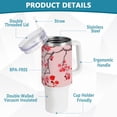 thumbnail image 4 of SKYSONIC Insulated Tumblers with Lids and Straws Handles 40oz Water Bottle Pink Cherry Blossom Branch Travel Mug Reusable Stainless Steel Thermos Vacuum, 4 of 7