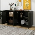 thumbnail image 2 of Buffet Sideboard with 4 Hollow Doors, Buffet Cabinet with Wire Management Holes, TUANLUO Sideboard Cabinet with Adjustable Shelves, Wood Storage Cabinet Furniture for Kitchen Dining Room, Black, 2 of 10