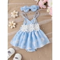 thumbnail image 2 of FEORJGP Infant Baby Girls Summer Romper Dress 3M 6M 9M 12M 18M Newborn Sleeveless Camisole Dress Floral Print Casual Jumpsuit Dress Backless Bodysuit Toddler Cute Sweet Floral Princess Dress, 2 of 9