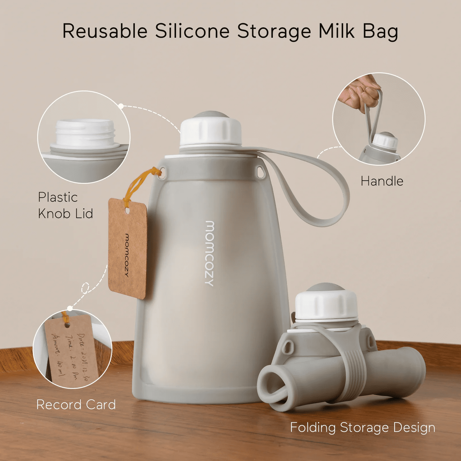 Momcozy Silicone Milk Storage Bags, Reusable Breastmilk Bags for Breastfeeding, 8.5oz Breast Milk Saver, Leakproof Milk Storing Pouches, BPA Free, 5 Count