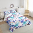 thumbnail image 4 of Feelyou Cartoon Blue Rainbow Bedding Comforter Set for Kids, Dreamy Starry Sky Cloud Twin Comforter Sets, Cute Love Heart Reversible Bedding Set, Breathable Home Decor, 2 Pieces, 4 of 9