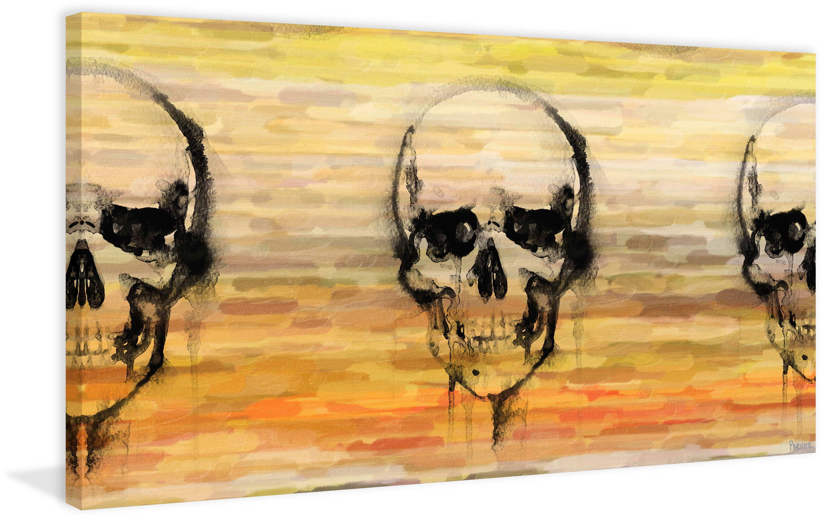 "Yellow Skull" Painting Print on Wrapped Canvas