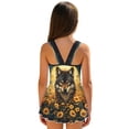 thumbnail image 2 of Uourmeti Girls' Wolf & Sunflower Night Scene Skirted One-Piece Swimsuit - Quick Dry, Stretchy Swim Dress for Beach & Pool Vacations, 2 of 8