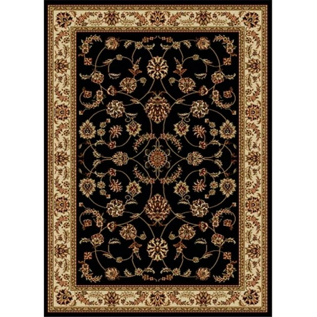 Radici 1596-1312-BLACK Como Rectangular Black Traditional Italy Area Rug, 7 ft. 9 in. W x 11 ft. H