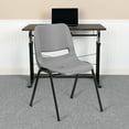 thumbnail image 2 of Flash Furniture 5 Pack HERCULES Series 880 lb. Capacity Gray Ergonomic Shell Stack Chair with Black Frame, 2 of 14