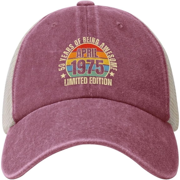 50yr Birthday Aprily 1975 Limited Edition 50th Hat Denim Baseball Cap