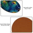 thumbnail image 5 of Peacock Feathers Luxury Round Drink Coasters Set of 6pcs - Microfiber Leather Coasters 11x11 cm/4.3x4.3 in - Stylish Drink Coaster for Table, 5 of 6